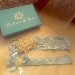 Stunning NEW “something blue” wedding garters chic